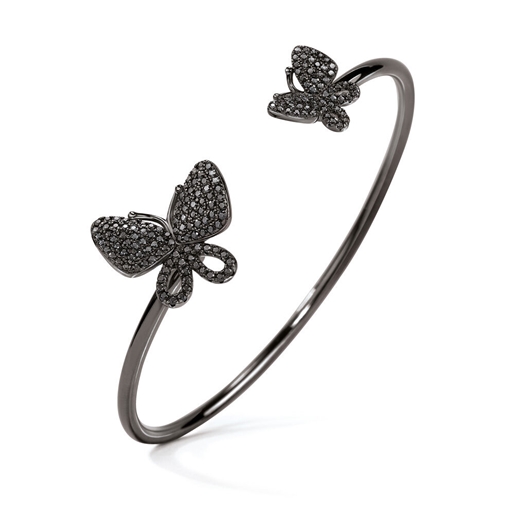 Wonderfly Black Rhodium Plated Cuff Bracelet-